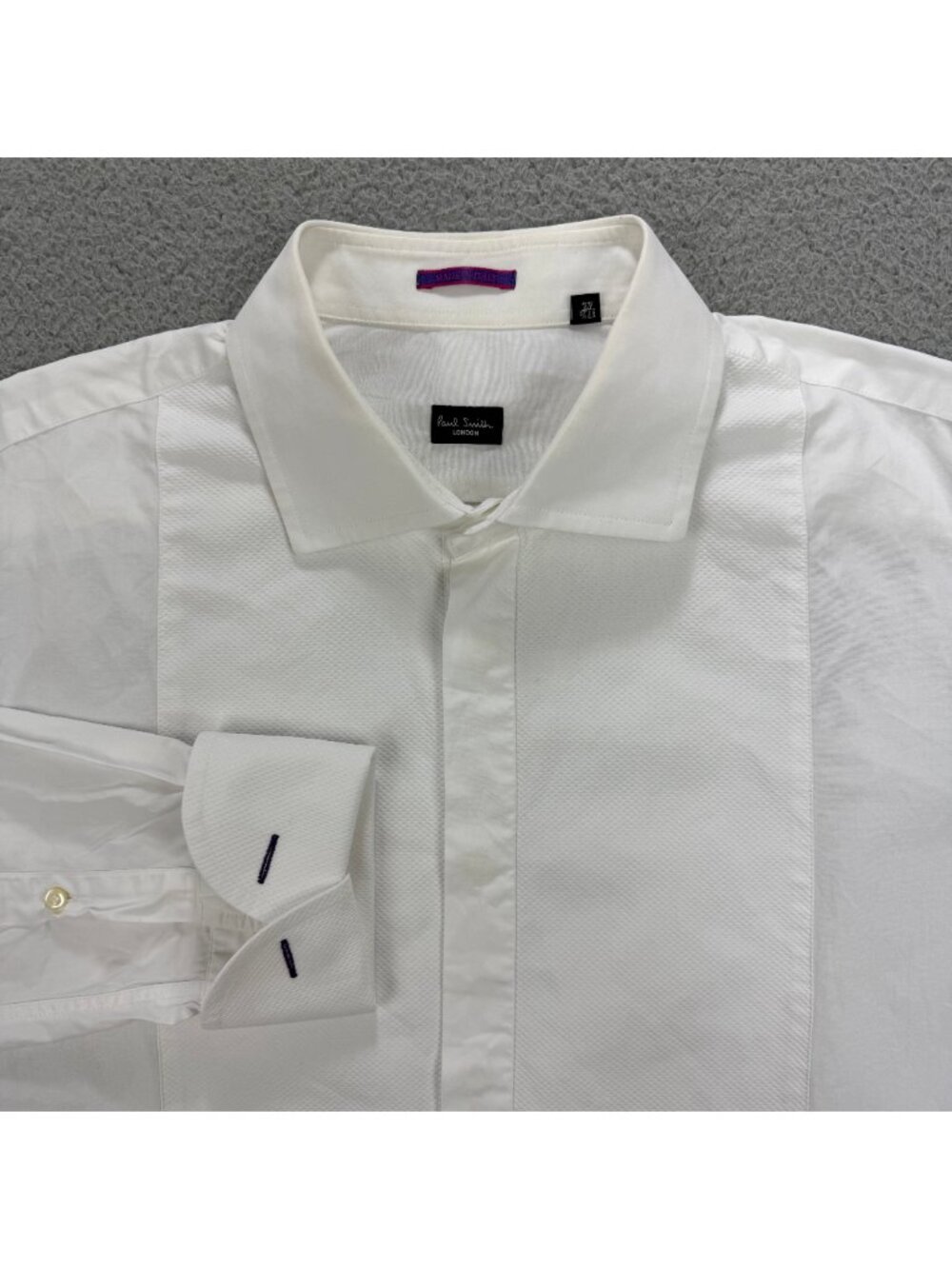 Paul Smith London Shirt Mens US 17 1/2 - EU 44 White Bib Tuxedo Dress Button Up